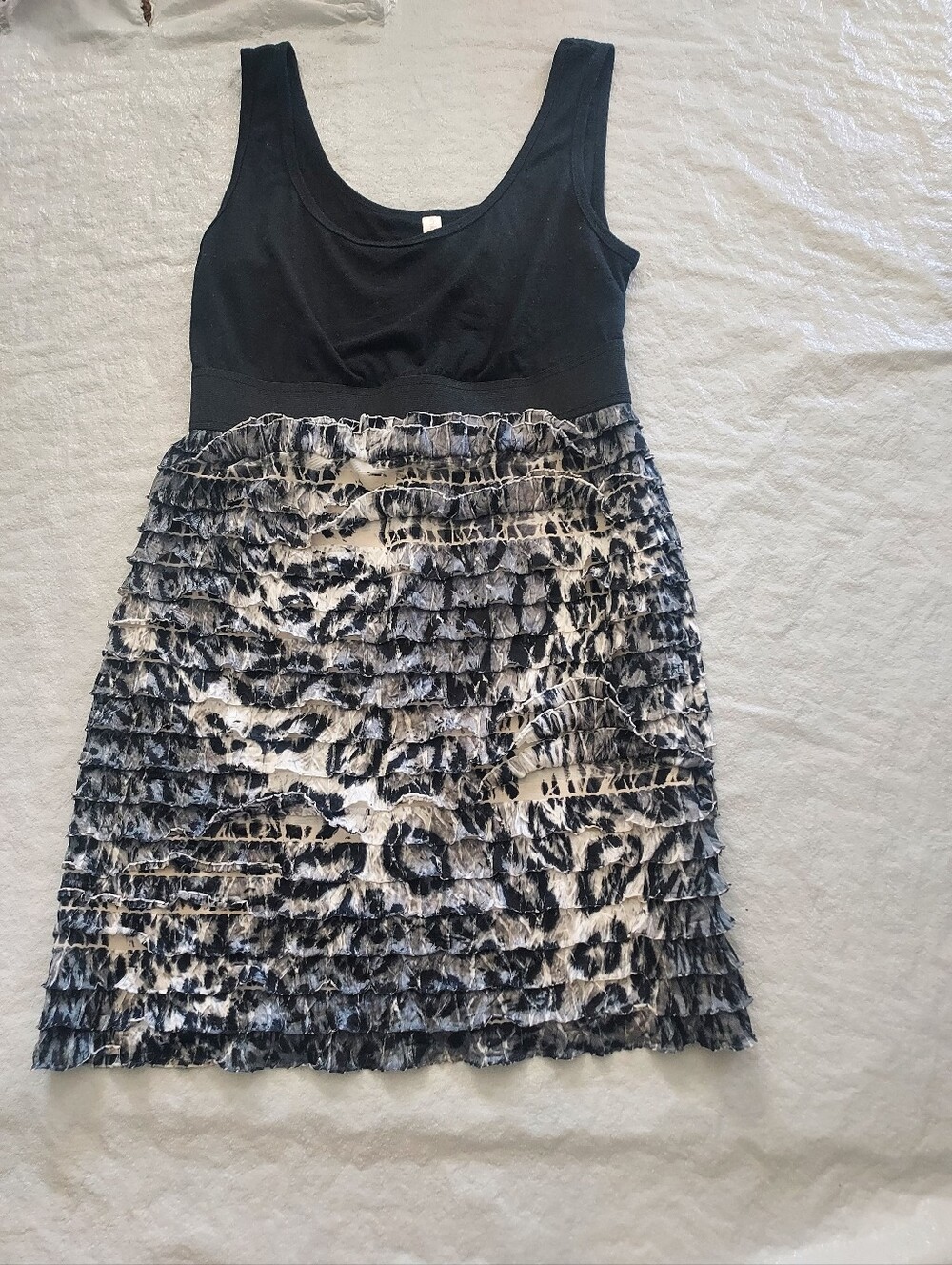 Xhilaration Black and White Ruffle Mini Dress